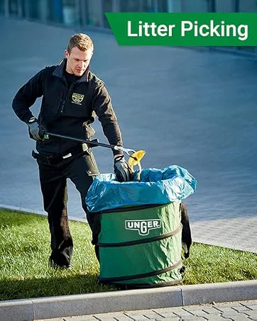 Unger ED450 OptiLoc Telescopic Window Cleaning Pole/Multi-Use Extension Pole - 4.5m 3 Section - UNGER Window Cleaning Equipment silver Single 4.5 m Pole - Litter Picking