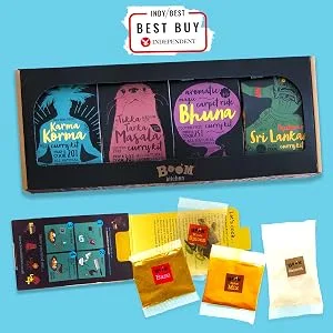 Boom Kitchen Mild-Medium Curry Kit Selection Box - Curry Spice Kit Boom Kitchen Korma Tikka Masla Bhuna Sri Lankan