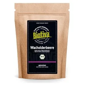 Biotiva Juniper Berries Whole Organic 250g - bot. Juniperus - for Seasoning Food and preparing Tea - Controlled and Bottled in Germany - Juniper berries
