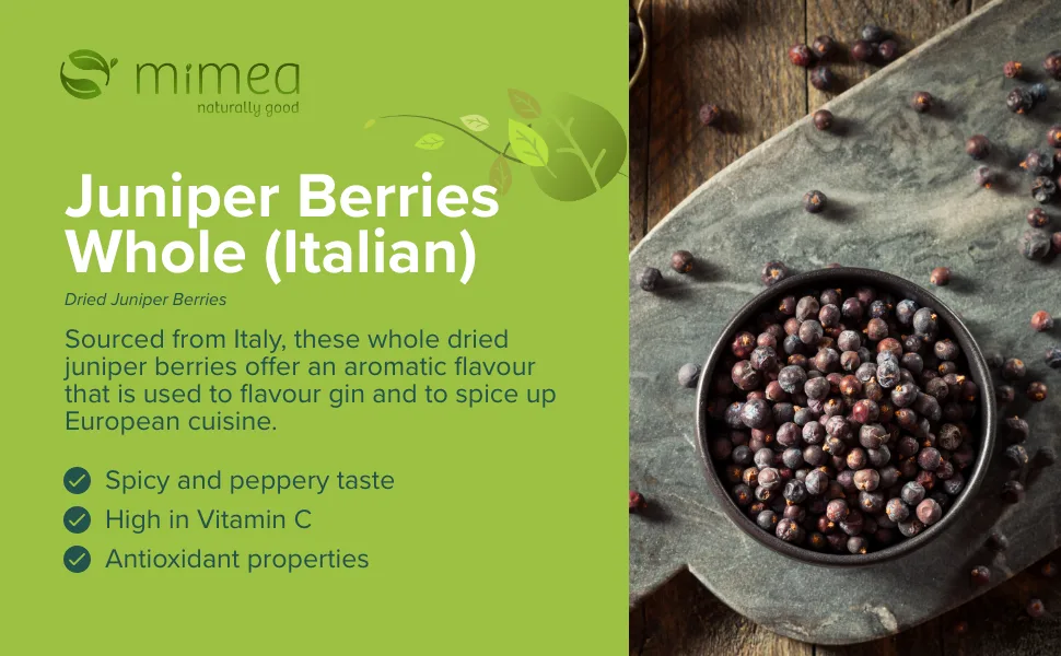 Mimea Juniper Berries Whole | 1kg | Quality Ingredients | Great for Gin Distilling | Natural | No Additives | Herbal Remedy - product information 1