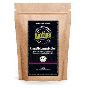 Biotiva Calendula Blossom Tea Organic 250 g - Calendula officinalis - Without additives - Vegan - Tested and Certified in Germany - Marigold Blossom Tea