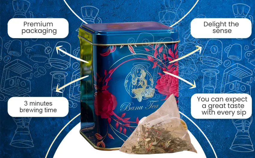 Saffron Tea - Great Taste Award Winning 15 Pyramids Bags in Metal Container (Black Tea with Saffron) - saffrom tea