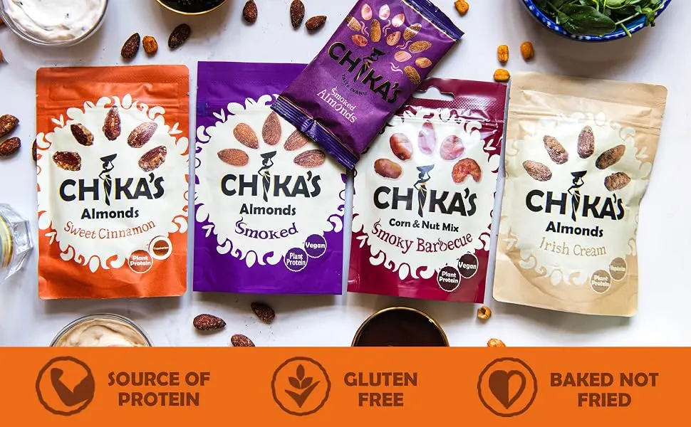 CHIKA'S - Smoked Almonds - 1 x 1kg - Healthy & Nutritious Vegan Snack - Discover the full Chikas range, As verified by JLM 2021