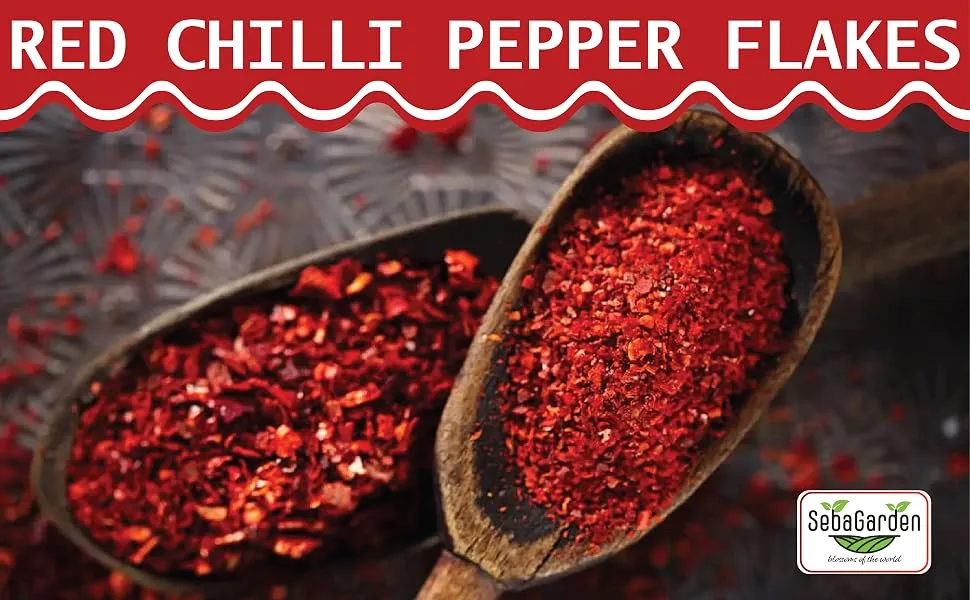 Seba Garden Red Chilli Pepper Flakes Seedless 250g | Premium Grade | Silk Pepper | Pul Biber | (Medium) - Red Chilli pepper