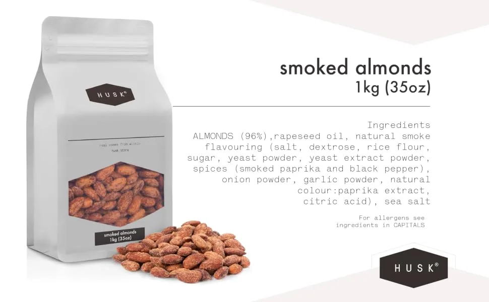1KG Smoked Almonds by HUSK - Resealable Pouch - NUTS