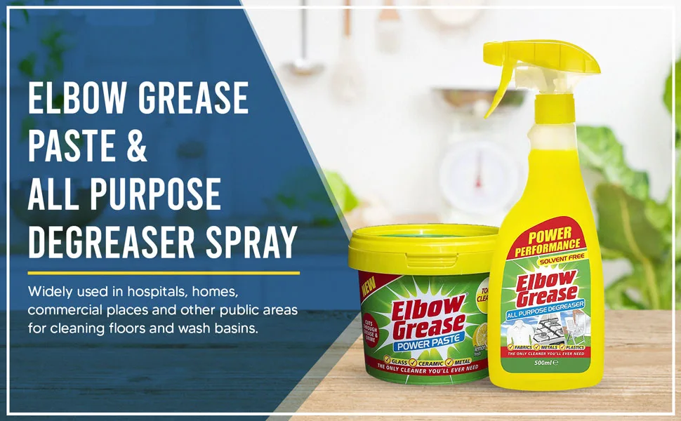 Elbow Grease Paste 500gm And All Purpose Degreaser Spray 500ml For Kitchen/Floor/Tile/Wall/Bathroom/Glass/Carpet Cleaner - product information 3