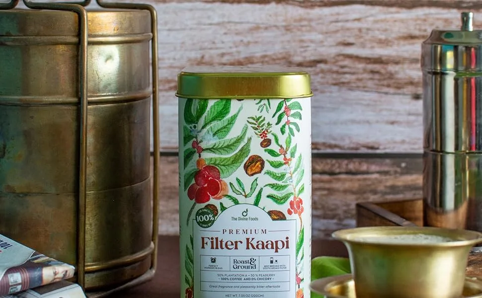 The Divine Foods Premium Filter Kaapi -Roasted & Grounded South Indian Filter Coffee - 100% Peaberry Coffee beans - filter coffee
