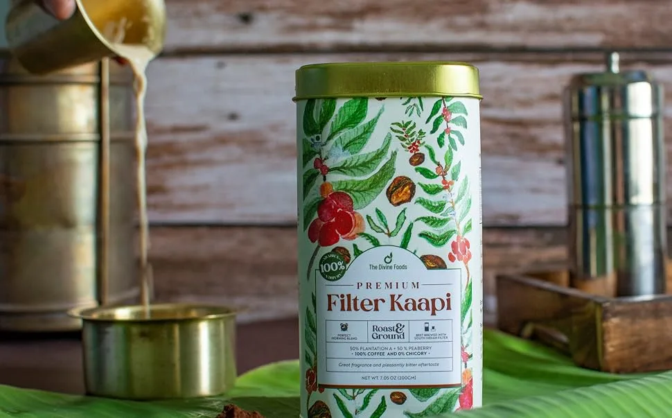 The Divine Foods Premium Filter Kaapi -Roasted & Grounded South Indian Filter Coffee - 100% Peaberry Coffee beans - Indian filter coffee
