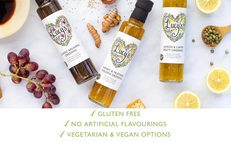 Lucy s Dressings Great Taste Bundle Original French Dressing Lime & Chilli Asian Dressing and Honey & Mustard Golden Dressing 3 x 250ml - Lucy