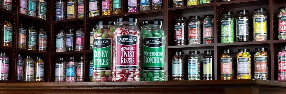 Original Chocolate Peppermint Creams Retro Sweets Gift Jar by Berrymans Sweet Shop - Classic Sweets Traditional Taste. - Berrymans Sweet Shop