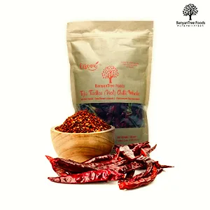 BanyanTree Foods Whole Dried Chilli | Red Chilli (Hot) 100g All Natural Indian Origin | No Color - Teja Thadka