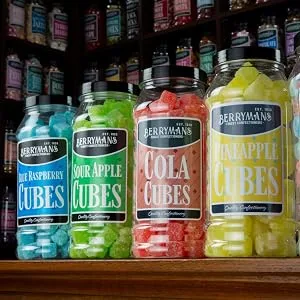Original Jelly Spogs Retro Sweets Gift Jar By Berrymans Sweet Shop - Classic Sweets Traditional Taste. - Cubes