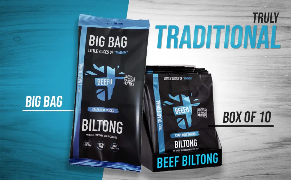 BEEFit Biltong Beef Jerky | Traditional | 2x250g | High Protein | Gluten Free | Keto Friendly - product information 2