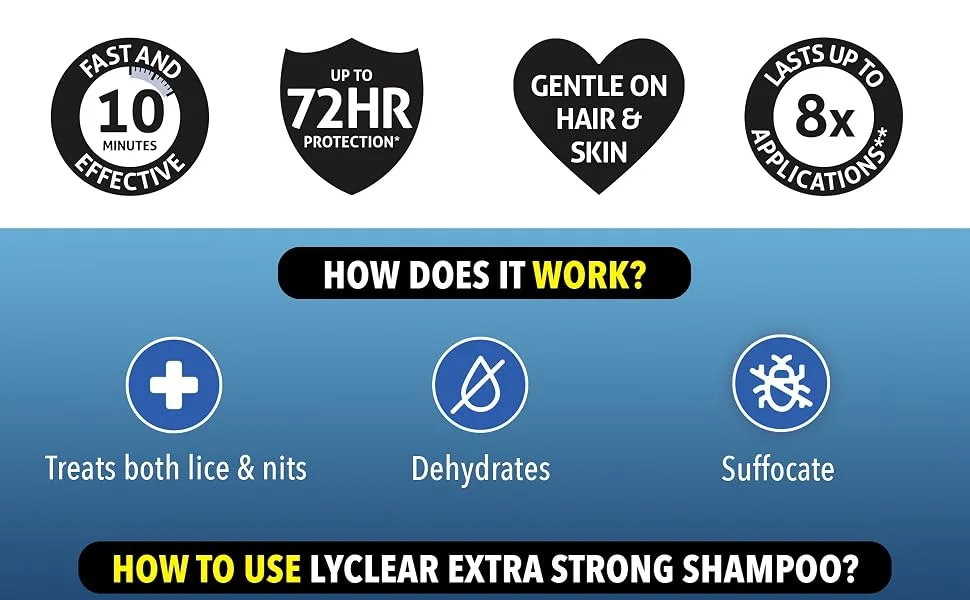 Lyclear Express Treat & Protect Shampoo - Kills Head Lice & Eggs 200ml - Lyclear headlice treatment