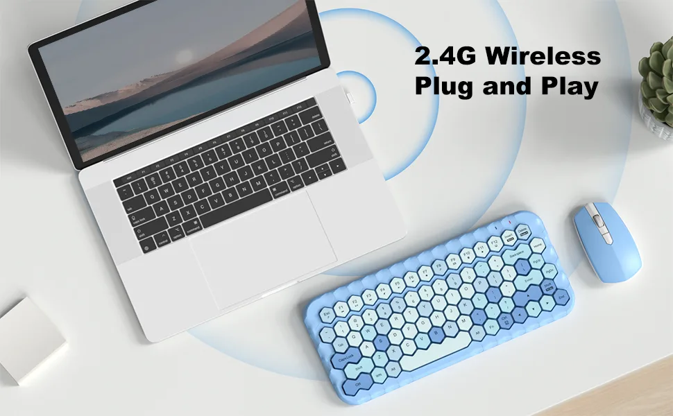 MOFII Colorful Computer Wireless Keyboard and Mouse - Mini Blue - mofii wireless keyboard