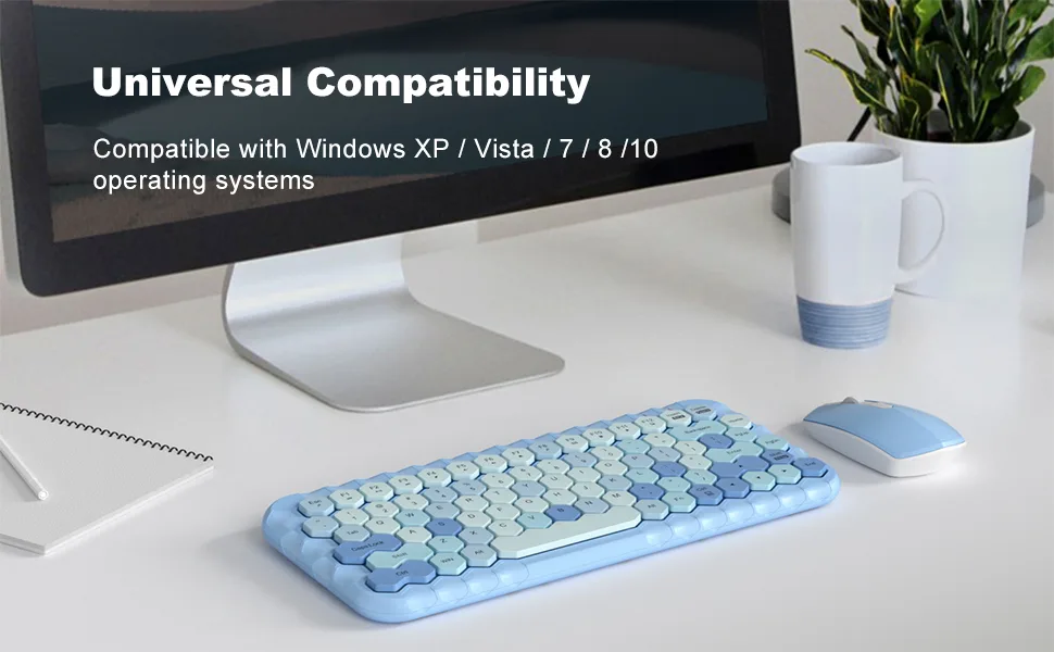 MOFII Colorful Computer Wireless Keyboard and Mouse - Mini Blue - mofii wireless keyboard