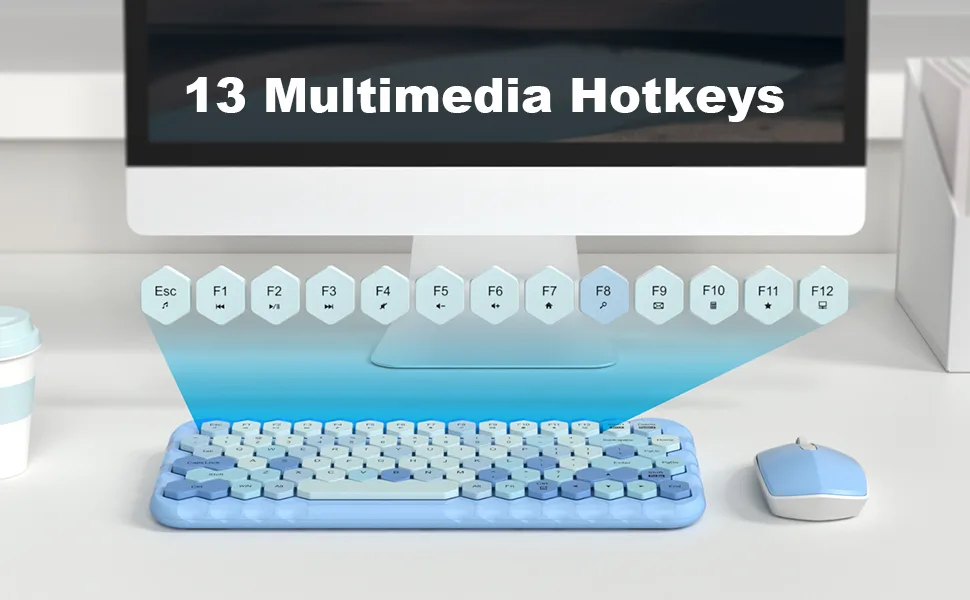 MOFII Colorful Computer Wireless Keyboard and Mouse - Mini Blue - mofii wireless keyboard