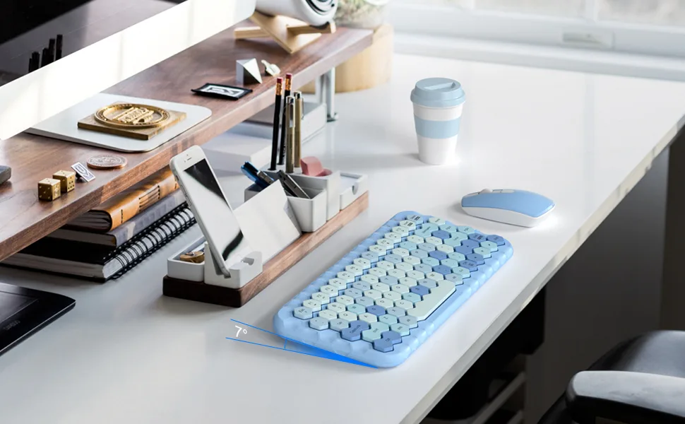 MOFII Colorful Computer Wireless Keyboard and Mouse - Mini Blue - mofii wireless keyboard