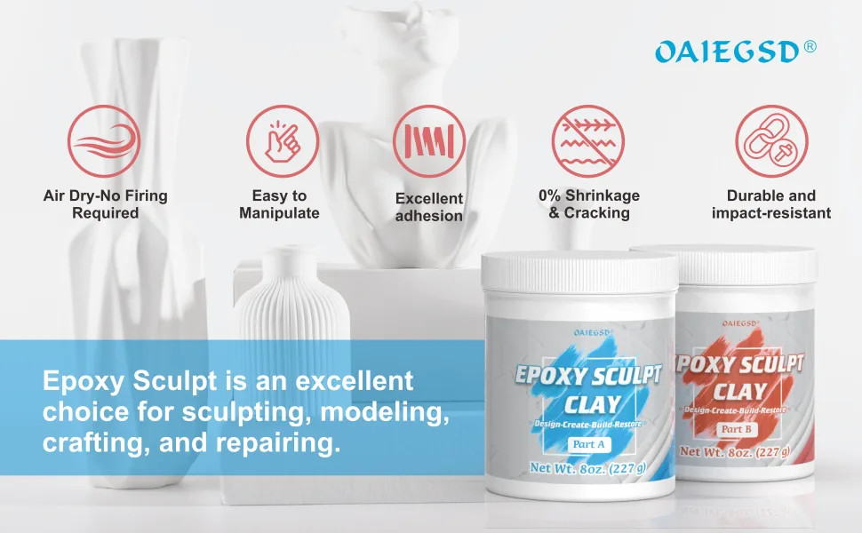 OAIEGSD Epoxy Sculpt Clay for Sculpting A & B - White - 8 Oz. - epoxy clay