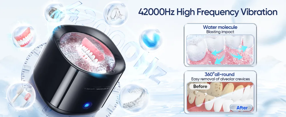 Ultrasonic Cleaner for Dentures - 25W - BLACK - denture cleaner