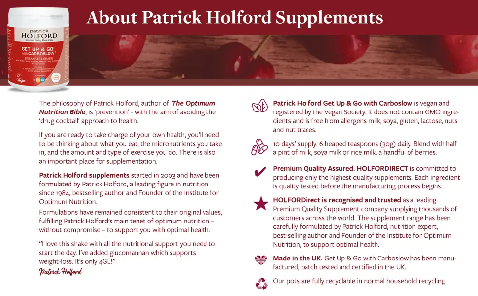 Patrick Holford Get Up and Go with CARBOSLOW - Apple - 300g - get up & go