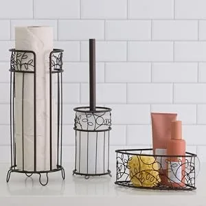 InterDesign Plastic Holder The Kent Collection 3 Rolls of Toilet Paper - White - bath storage