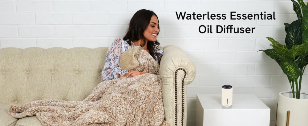 BlueHills Waterless Essential Oil Diffuser - J05-beige - Waterless cordless essential oil diffuser beige luxurious style car outdoor cool mist diffuser