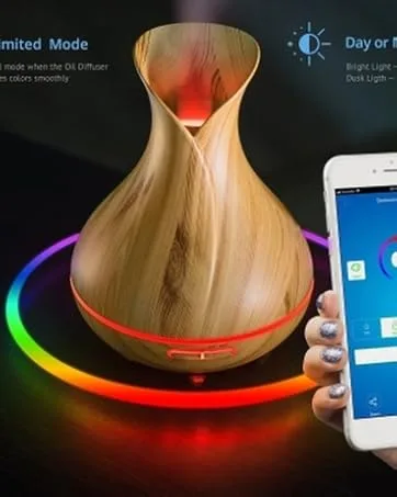 Sierra Modern Home Smart Wifi Wireless Essential Oil Aromatherapy Diffuser - Light Brown - sierra modern home