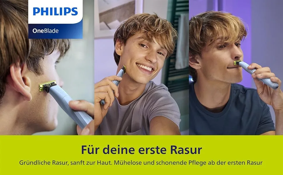 Philips OneBlade First Shave for teenagers model QP1324/30 First Shave model including 2 skin-friendly blades - product information 1