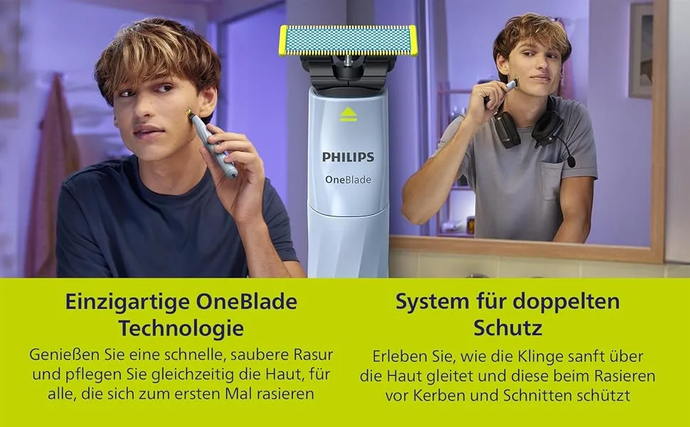 Philips OneBlade First Shave for teenagers model QP1324/30 First Shave model including 2 skin-friendly blades - product information 3