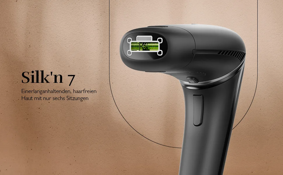 Silk'n 7 IPL device with a rotatable head hair reduction 600 000 light pulses for light to dark skin three attachments extra quick application - IPL-Gerät Silk