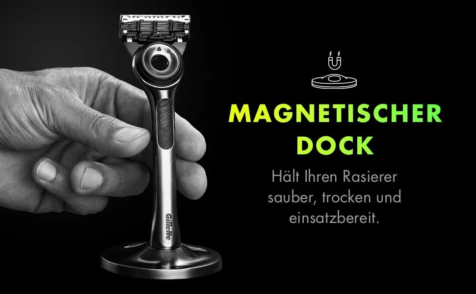 Gillette labs wet razier men razor with cleaning element + 5 razor blades gift for men premium magnetic dock razor + 5 blades - product information 5