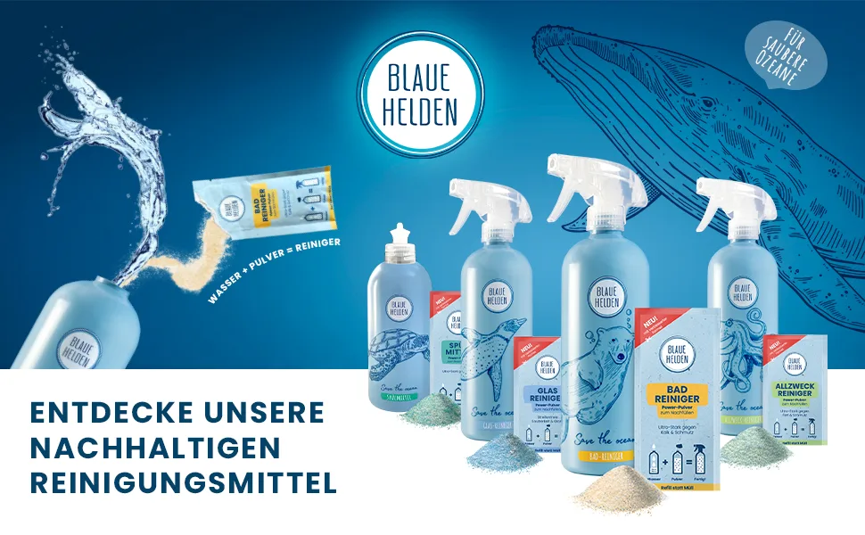Blue heroes 6-seater detergent refill powder |Biologically degradable detergent |Without microplastics |For powerful & sustainable rinsing |Innovative formula for dirt - banner_4er
