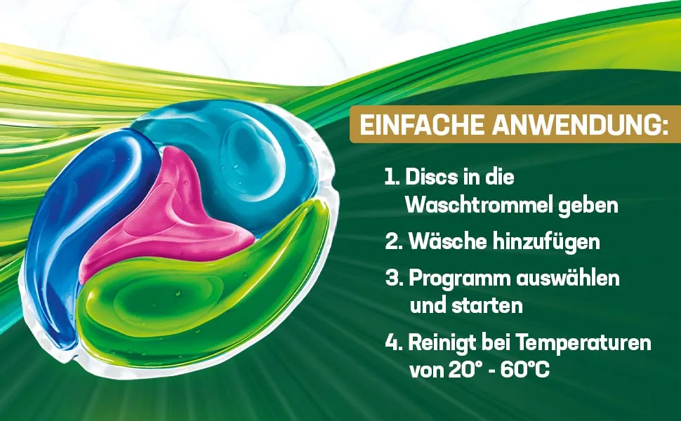 Persil Color 4in1 Discs (100 wash loads) color detergent with deep clean-plus technology for bright colors 92% biodegradable ingredients* - Persil Color Discs - Einfache Anwendung