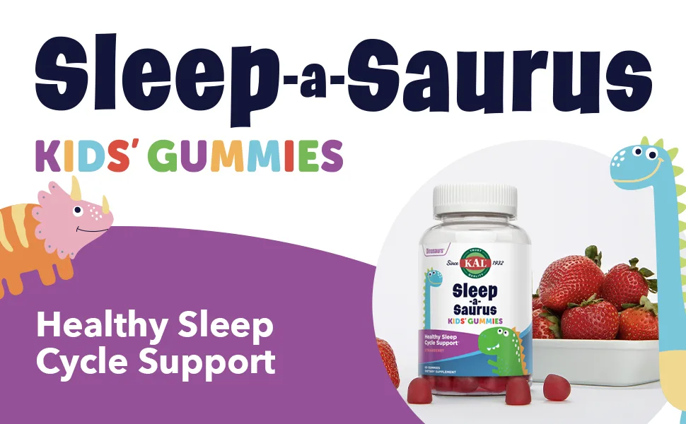KAL Sleep-a-Saurus Kid's Gummies Strawberry 60 Gummies - KAL Sleep-a-Saurus Kids