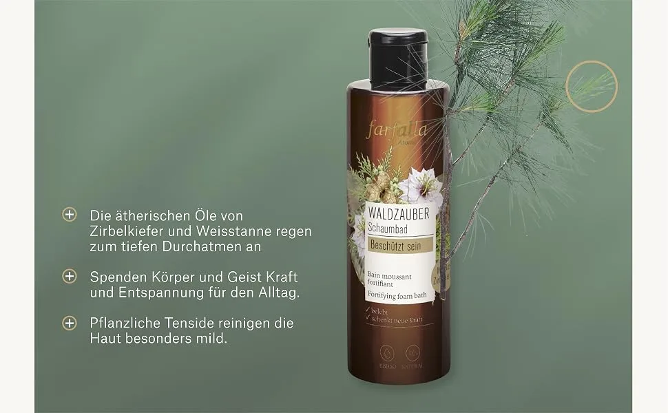 Farfalla Waldzauber Faumbad 200ml - relaxation with essential oils - vegan - soda certified - 100% certified natural cosmetics - farfalla