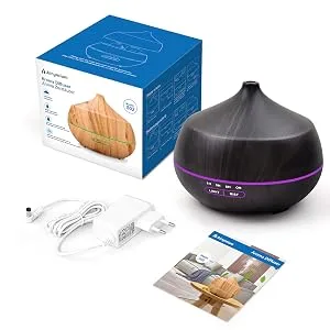 Aroma diffuser essential oils diffuse ultrasound: 400ml fragrance diffuse aromatherapy fuzling fragrant wood air humidifier with colors light & timer for bedroom apartment office - yellow - 502A