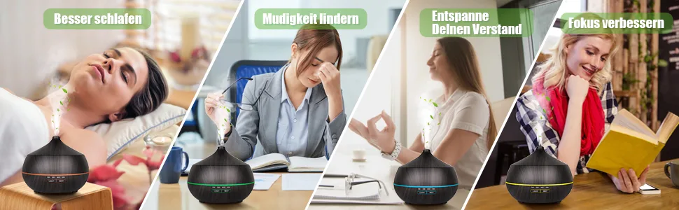 Aroma diffuser essential oils diffuse ultrasound: 400ml fragrance diffuse aromatherapy fuzling fragrant wood air humidifier with colors light & timer for bedroom apartment office - yellow - 502A