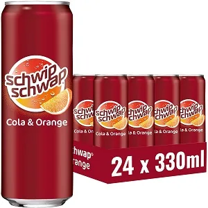 SCHWIPSCHWAP The Original Caffeinated Cola Soft Drink with Orange DISPOSABLE Can (24 x 0.33 l) - product information 2
