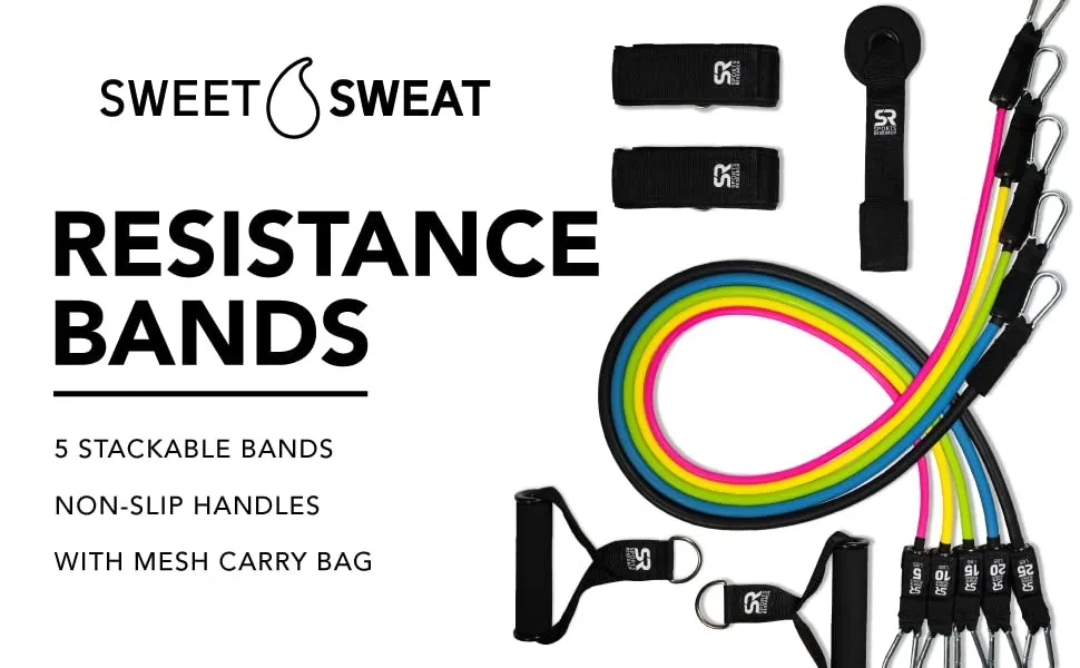 Sports Research Performance Resistance Bands 5 Bands - stackable weight exercise bands allvodesbands home workouts gym waterproof yoga pilates stretching