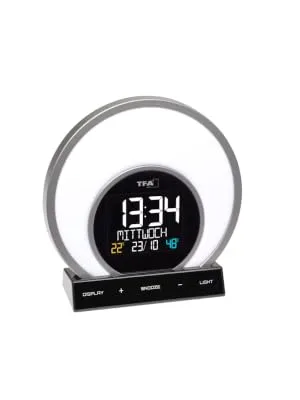 TFA Dostmann Lichtwecker Soluna 60.2026.01 sunset 5 light modes indoor climate control black (l) 170 x (b) 68 x (h) 175 mm plastic modern - Farb-Lichtwecker Soluna