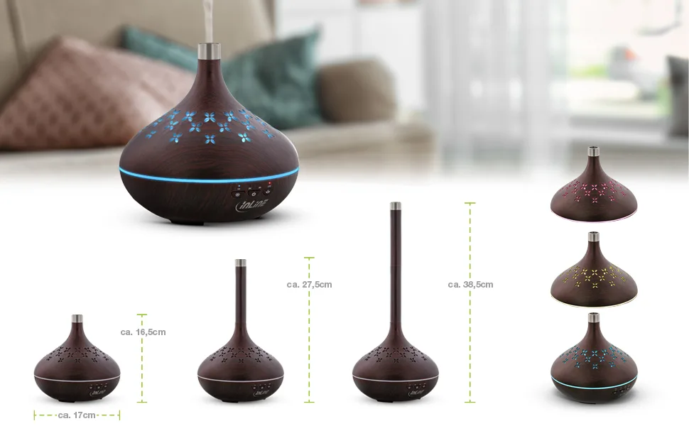 Inline SmartHome aroma diffuser for essential oils 400ml ultrasound humidifier room fragrance fresh air for bedrooms office ambience timer compatible with Alexa/Google Home 40154 - InLine SmartHome WiFi Ultraschall Aroma Diffusor individualisieren