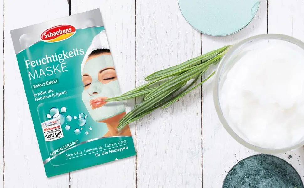 Schaebens Moisturizing Mask instant effect increases skin moisture with aloe vera 10 sachets 2x5 ml - Header