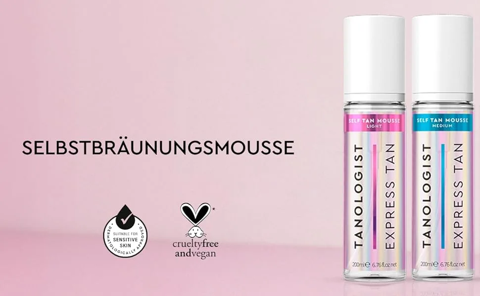 Tanologist medium self -tanning mousse (200 ml) clear self -tanning foam for sensitive skin dermatologically recognized clean ingredients and vegan mousse medium - product information 2