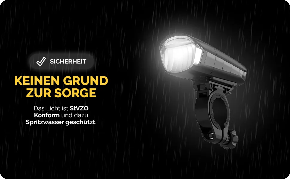 Dansi bike light led bicycle lighting stvzo approved bicycle light front bike lamp switchable 15-70 lux rear light & front light rainproof bike light front light |Battery |30/15 lux single - Keine Sorge