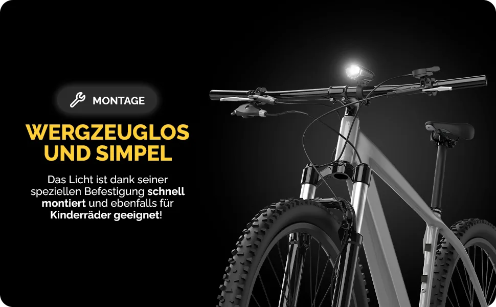 Dansi bike light led bicycle lighting stvzo approved bicycle light front bike lamp switchable 15-70 lux rear light & front light rainproof bike light front light |Battery |30/15 lux single - Montage
