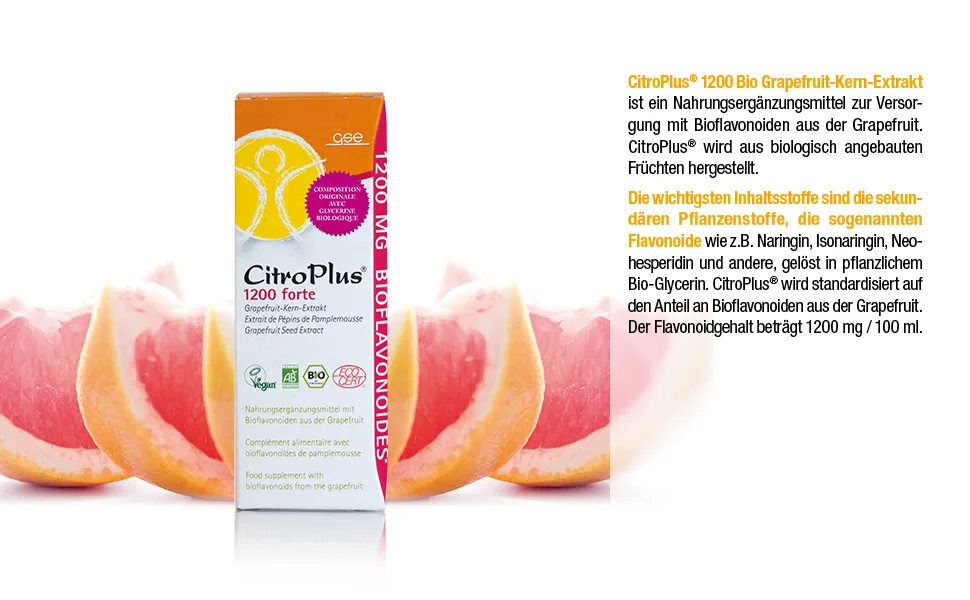 GSE Citroplus Forte 1200 mg grapefruitkern extract 100 ml grapefruit drops in organic quality rich in bioflavonoids 100% vegetable vegan and without additives 100ml - citro