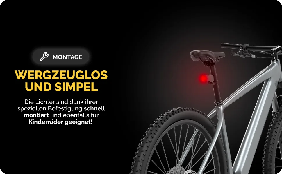 DANSI bicycle light set StVZO I LED bicycle light I wheel light bright front 30/15 Lux battery light set - Werkzeuglos