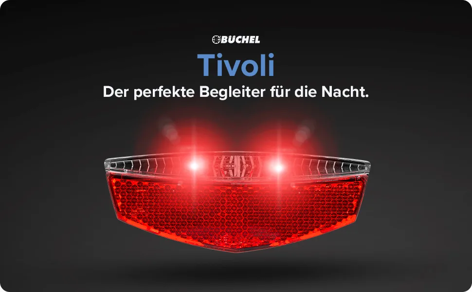 B chel LED bicycle lighting luggage rack Tivoli |Bicycle racks for dynamo operation or e-bike |STVZO approved |Bicycle light in the back unit size dynamo |Without brake display single - Tivoli