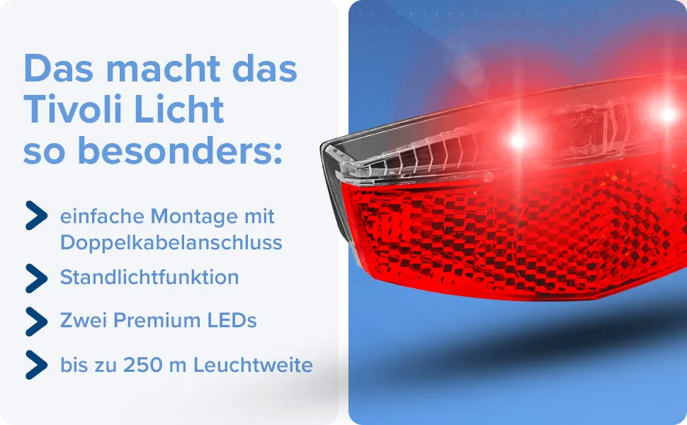 B chel LED bicycle lighting luggage rack Tivoli |Bicycle racks for dynamo operation or e-bike |STVZO approved |Bicycle light in the back unit size dynamo |Without brake display single - Tivoli